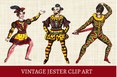 Vintage Jester Clip Art II