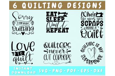 Quilting Quotes SVG Bundle, 6 Designs, Quilting Sayings SVG