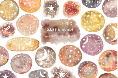 Watercolor Stars Spots Clipart