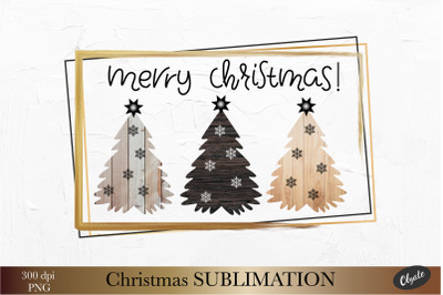 Rustic Christmas Tree PNG. Christmas Tree Sublimation.