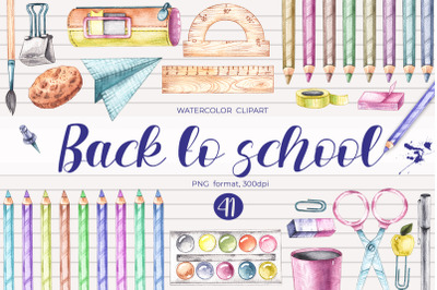Watercolor Back to school / Watercolor clipart PNG