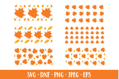 Maple Leaves Can Glass Wrap SVG. Fall Glass Can Bundle