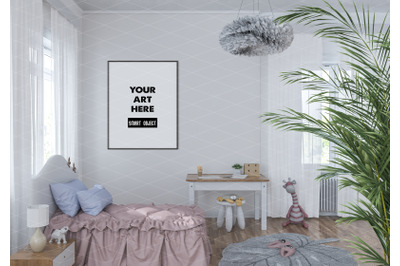 Interior scene artwork background frame mockup