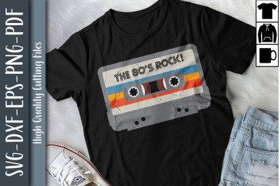 The 80&#039;s Rock Cassette Tape Black Print