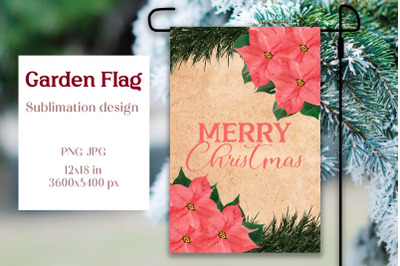 Christmas garden flag sublimation design- Poinsettia flowers