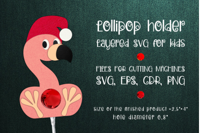 Flamingo in Santa Hat | Christmas Lollipop Holder Template