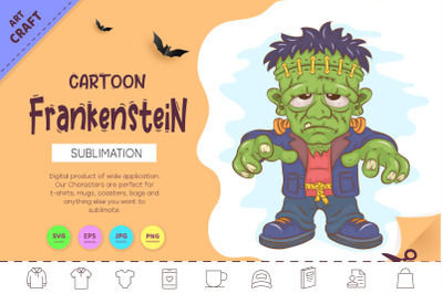 Cartoon Frankenstein. Crafting, Sublimation.