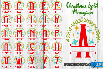 Christmas Split Monogram SVG Bundle | Home Design SVG | Xmas SVG v.2