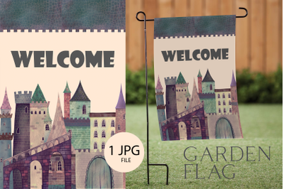 Welcome Garden Flag Castle sublimation