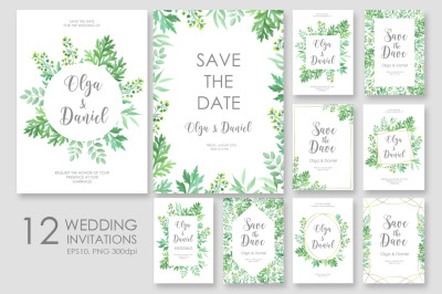 Wild Herbs Wedding Invitations Set