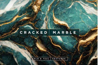Gold &amp; Teal Cracked Marble Textures