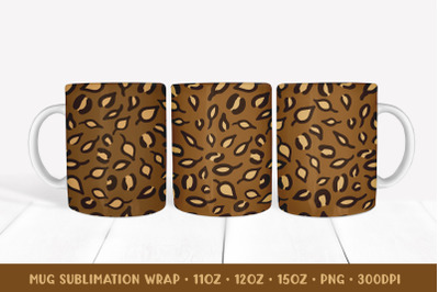 Fall Leaves Mug Sublimation Wrap. Leopard Print Mug  Wrap