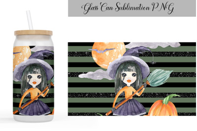Halloween libbey glass wrap | Glass Can Witch