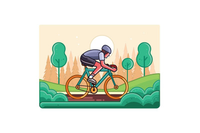 Cyclist Line Art Graphics Illustration
