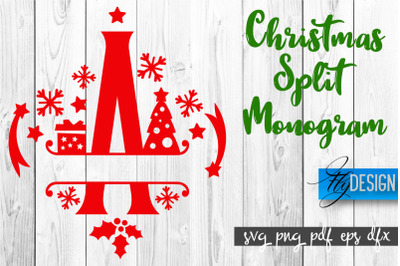 Christmas Split Monogram SVG | Home Design SVG | Xmas SVG