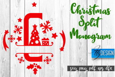 Christmas Split Monogram SVG | Home Design SVG | Xmas SVG