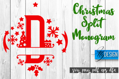 Christmas Split Monogram SVG | Home Design SVG | Xmas SVG