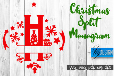 Christmas Split Monogram SVG | Home Design SVG | Xmas SVG