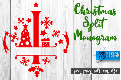 Christmas Split Monogram SVG | Home Design SVG | Xmas SVG