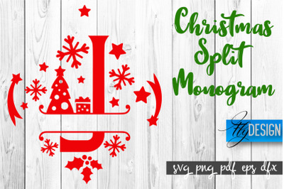 Christmas Split Monogram SVG | Home Design SVG | Xmas SVG