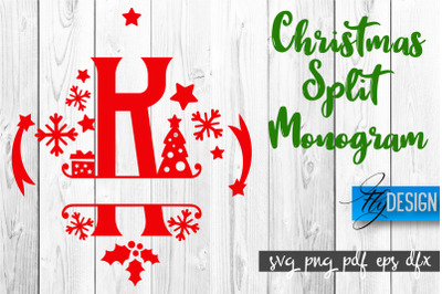 Christmas Split Monogram SVG | Home Design SVG | Xmas SVG