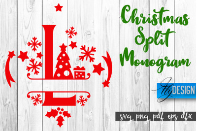 Christmas Split Monogram SVG | Home Design SVG | Xmas SVG