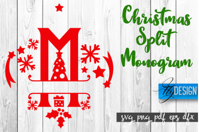 Christmas Split Monogram SVG | Home Design SVG | Xmas SVG