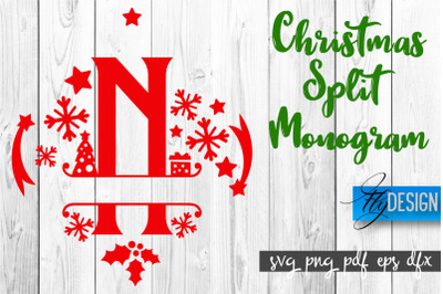 Christmas Split Monogram SVG | Home Design SVG | Xmas SVG