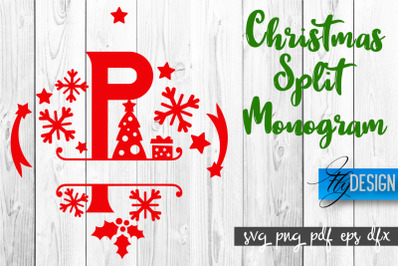 Christmas Split Monogram SVG | Home Design SVG | Xmas SVG