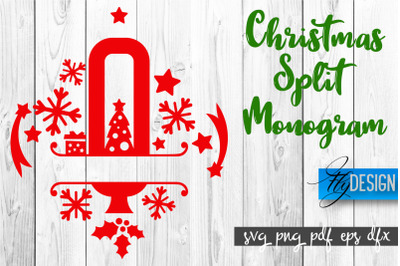 Christmas Split Monogram SVG | Home Design SVG | Xmas SVG