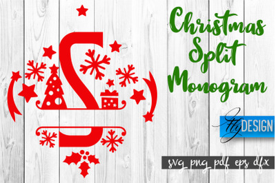 Christmas Split Monogram SVG | Home Design SVG | Xmas SVG