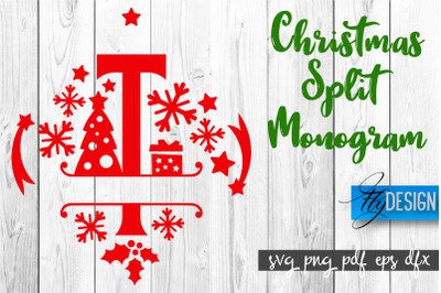 Christmas Split Monogram SVG | Home Design SVG | Xmas SVG