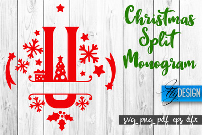 Christmas Split Monogram SVG | Home Design SVG | Xmas SVG