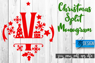 Christmas Split Monogram SVG | Home Design SVG | Xmas SVG