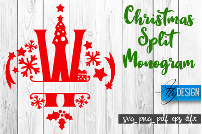 Christmas Split Monogram SVG | Home Design SVG | Xmas SVG