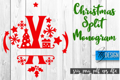 Christmas Split Monogram SVG | Home Design SVG | Xmas SVG