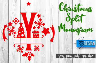 Christmas Split Monogram SVG | Home Design SVG | Xmas SVG