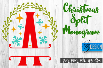 Christmas Split Monogram SVG | Home Design SVG | Xmas SVG