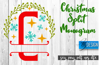 Christmas Split Monogram SVG | Home Design SVG | Xmas SVG