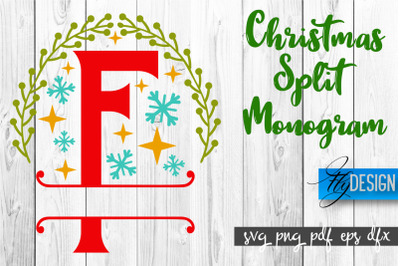 Christmas Split Monogram SVG | Home Design SVG | Xmas SVG