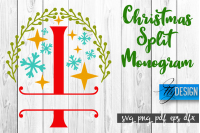 Christmas Split Monogram SVG | Home Design SVG | Xmas SVG