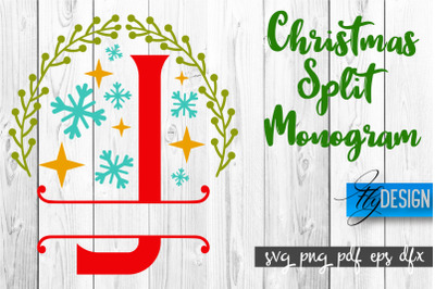 Christmas Split Monogram SVG | Home Design SVG | Xmas SVG