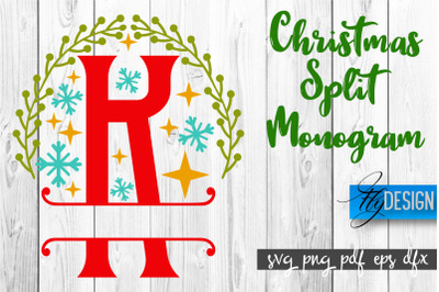 Christmas Split Monogram SVG | Home Design SVG | Xmas SVG