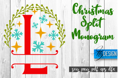 Christmas Split Monogram SVG | Home Design SVG | Xmas SVG