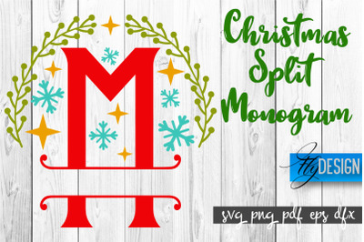 Christmas Split Monogram SVG | Home Design SVG | Xmas SVG