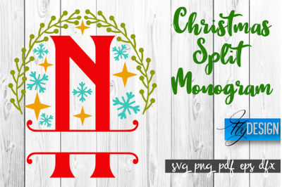 Christmas Split Monogram SVG | Home Design SVG | Xmas SVG