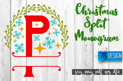 Christmas Split Monogram SVG | Home Design SVG | Xmas SVG