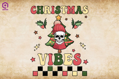 Christmas Vibes Retro Skull