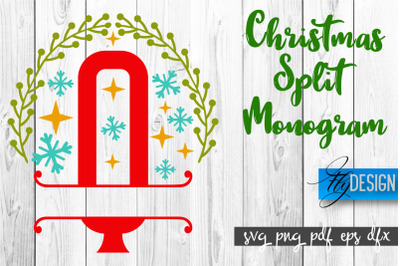 Christmas Split Monogram SVG | Home Design SVG | Xmas SVG