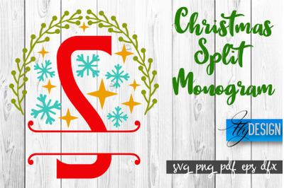 Christmas Split Monogram SVG | Home Design SVG | Xmas SVG